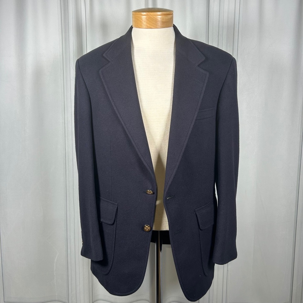 Lands End Vintage 100% Cashmere Navy Blazer Mens 39R